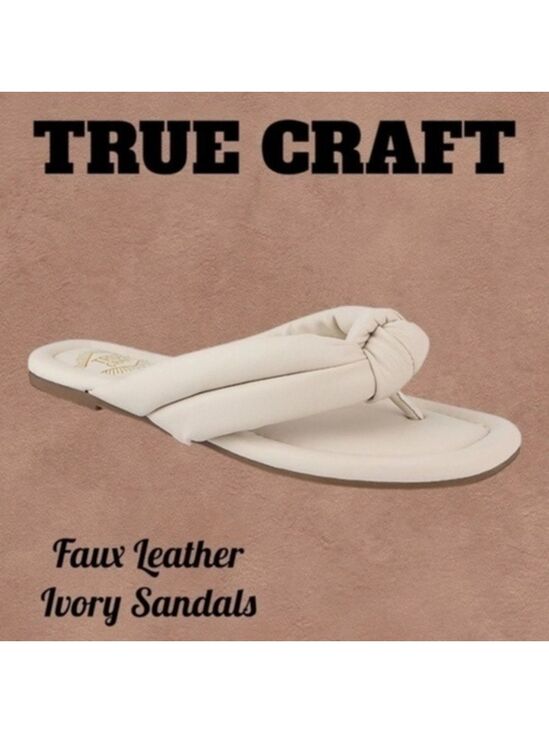 True Craft Shoes - TRUE CRAFT Brandy Faux Leather Puffy-Knotted Straps Flip-Flop Sandals NWT/10